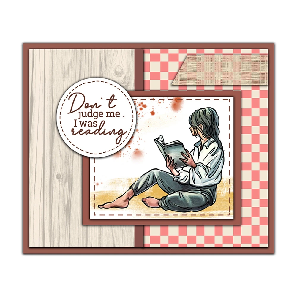 Reading Books Girls Clear Stamps and Cutting Dies Cute Mouse and Flowers Silicone Stamps for Card Making DIY Scrapbooking Suppli clear stamps clear rubber stamps reading stamps