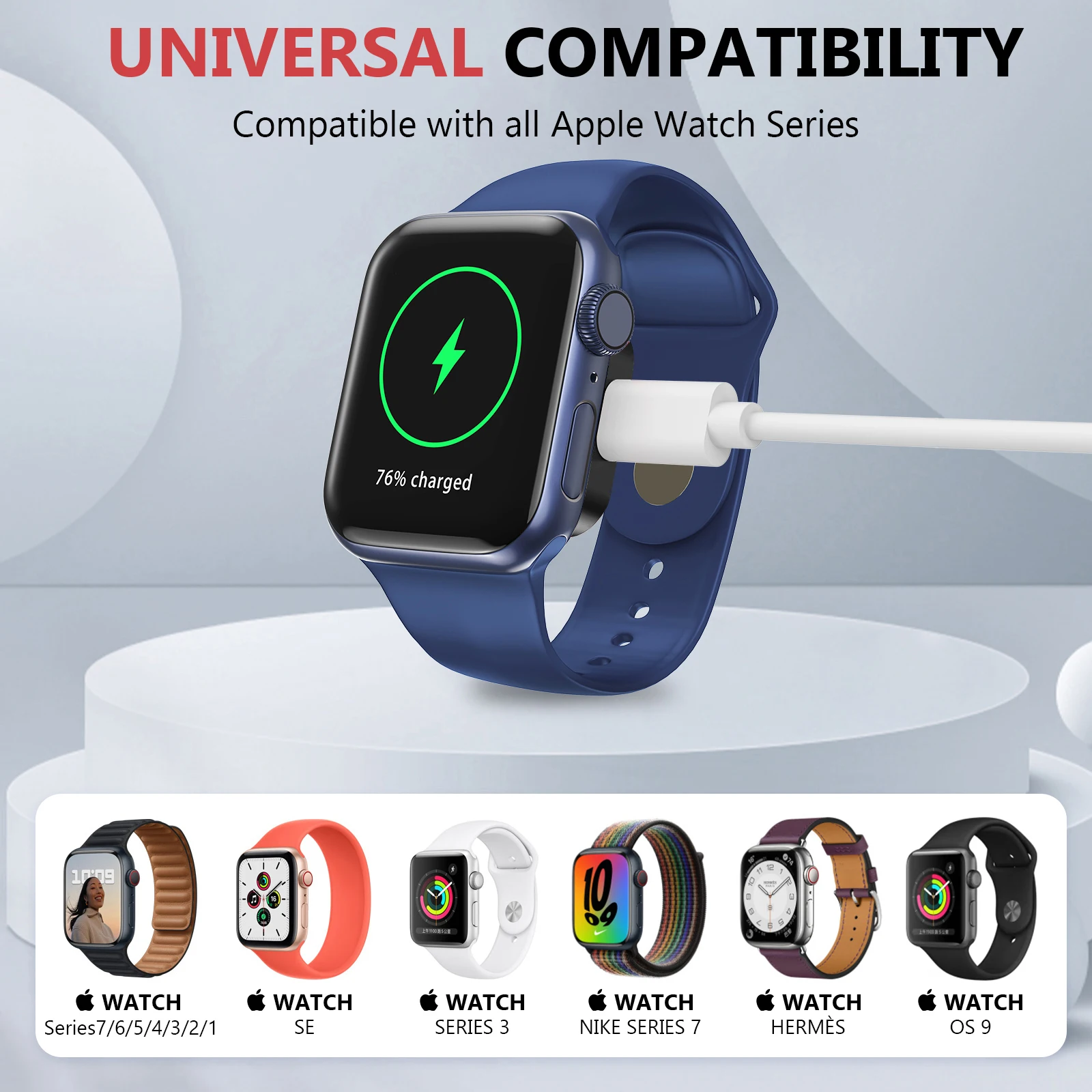 Portable 2 in 1 Magnetic Wireless Charger Key Chain For Apple Watch Series 9 8 7 6 5 4 3 2 SE 8 Pin USB-C Fast Charging Station watch charger usb cable charger
