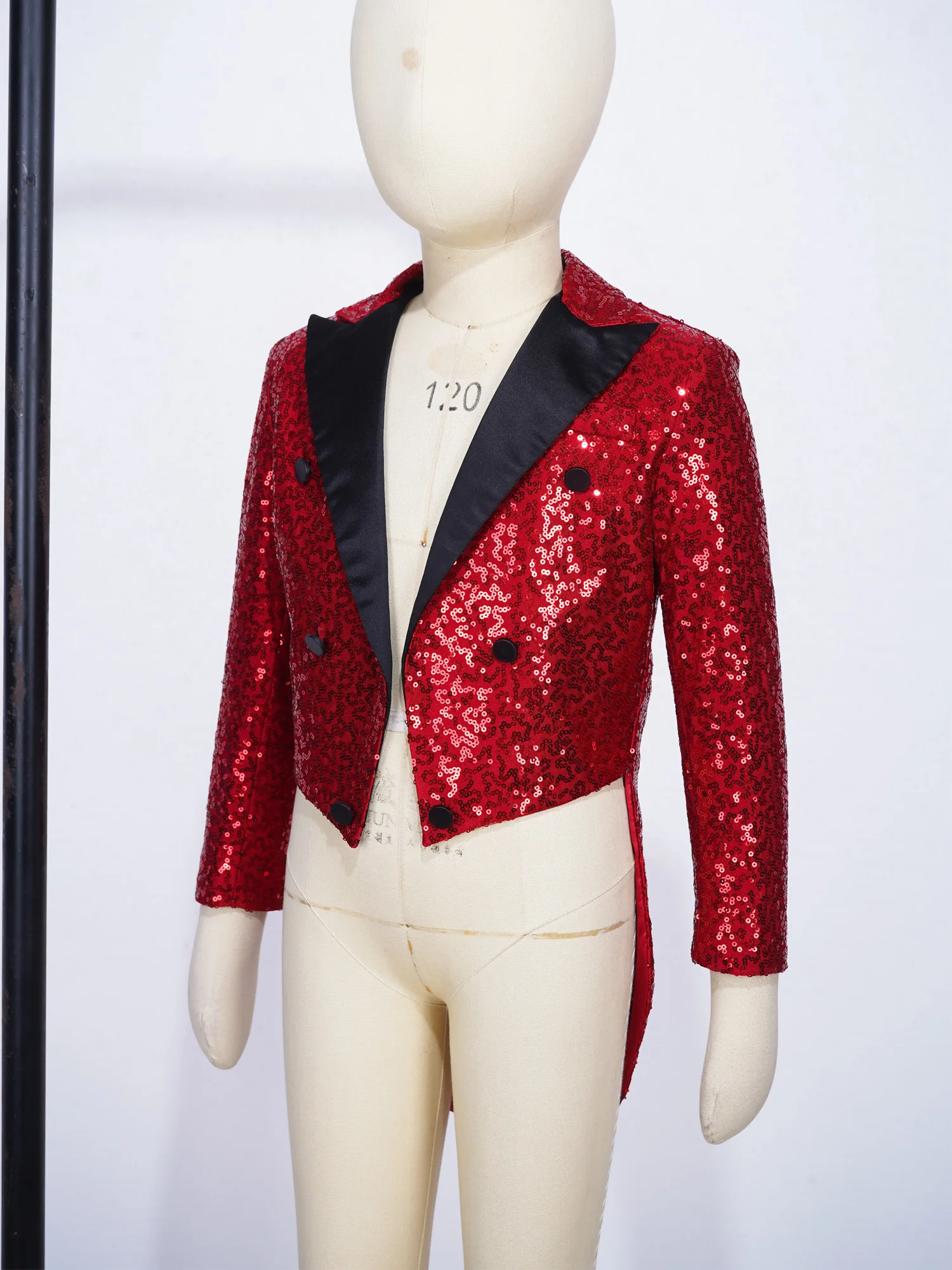 Kids Boys Sequins Tailcoat Children Gentleman Suits Blazer for Magic Shows Performance Formal Costume Wedding Boy's Dress Coats