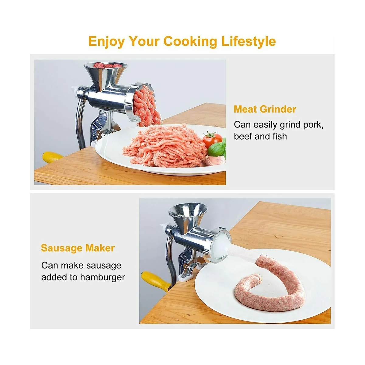 Aluminium Alloy Hand Operate Manual Meat Grinder Sausage Beef