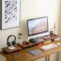 Walnut Monitor Stand Modern Workspace Desktop Riser for Computer/Laptop Ergonomic Office Organizer Display Screen Heighten Base