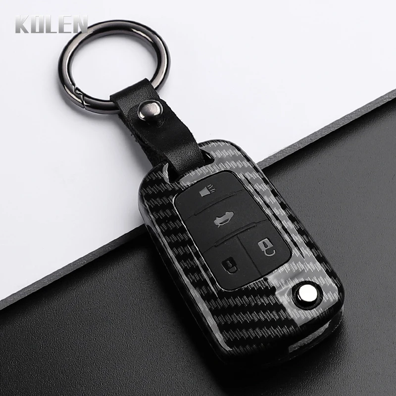 Premium ABS Carbon Fiber Style Car Key Case Cover