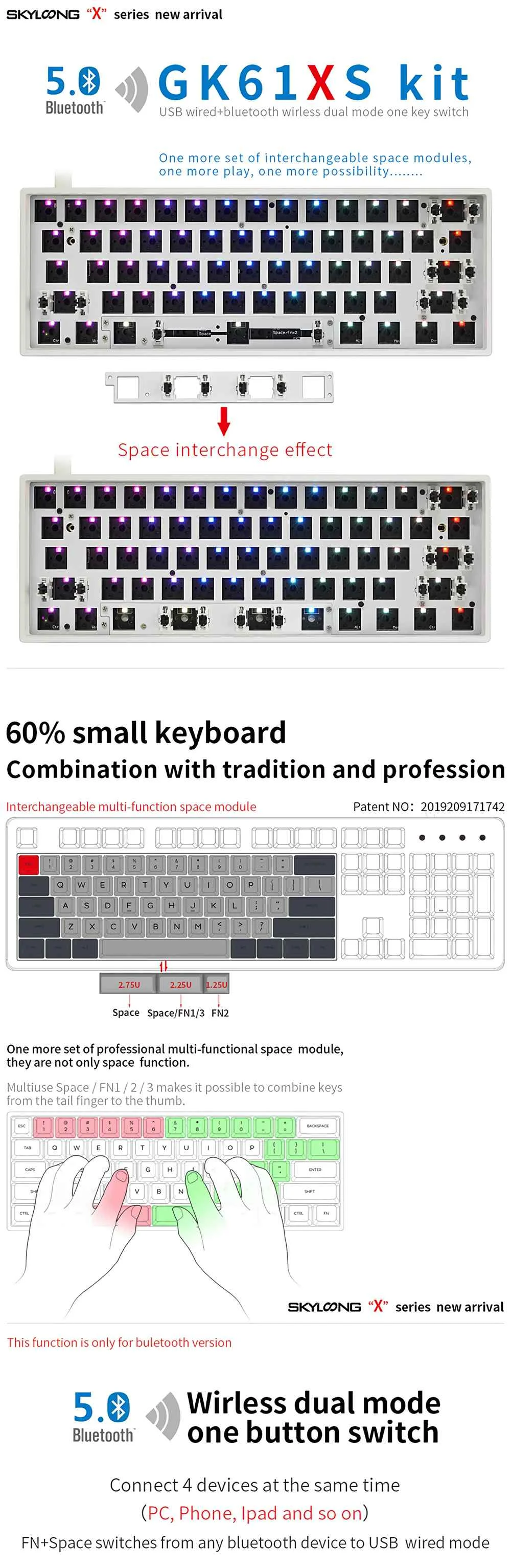 Kit de teclado com fio personalizado, compatível
