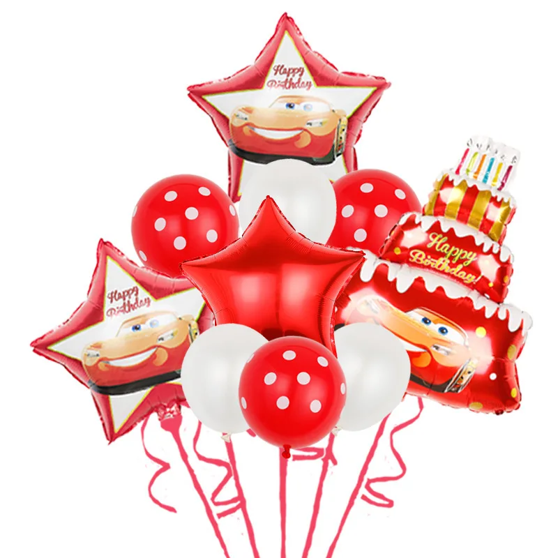 Set de coches McQueen con gran escudo facial, decoración de cumpleaños para niños, globo de dibujos animados