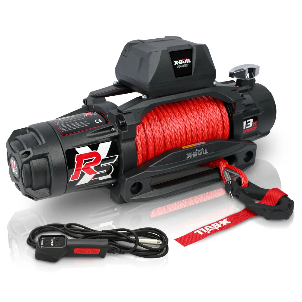 "X-BULL 13000 LBS 12V Electric Winch XRS Speed, Wireless Remote, Synthetic Rope UTVs/SUVs Jeep Towing Truck 4WD" 3