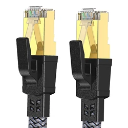 Premium CAT8 Flat Nylon Braided 40Gbps Ethernet Cable - 1M (CAT8 Nylon Flat)
