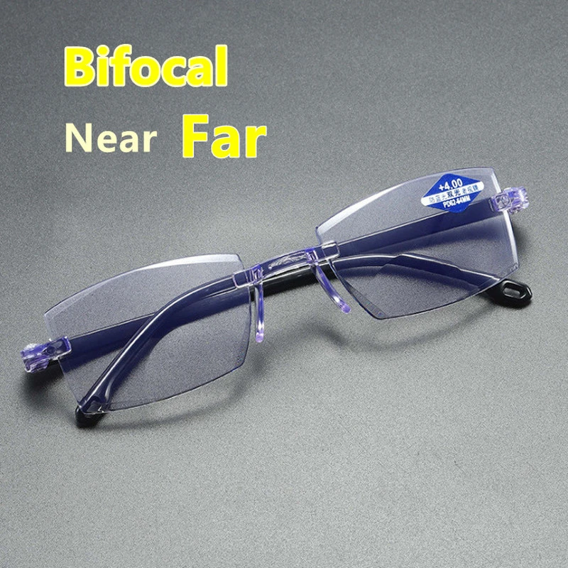 2021 Ultralight Rimless Reading Glasses Anti Blue Light Radiation Computer Presbyopia Readers spectacleso Reader Glasses blue lens glasses