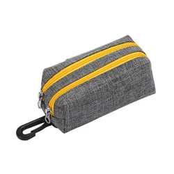 Pet Waste Bag Dispenser and Carrier for Dog Walking Essentials (Grey Yellow)