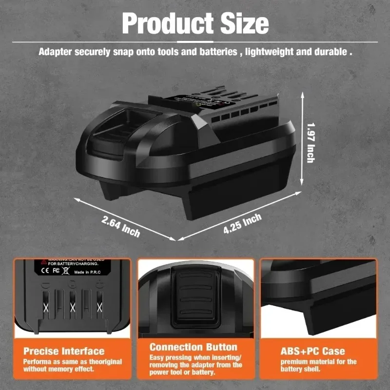 DM20SKL 배터리 어댑터 SKIL PRW CORE 20V 무선 공구용 컨버터 디월트 20V 60V 밀워키 18V 리튬 배터리용