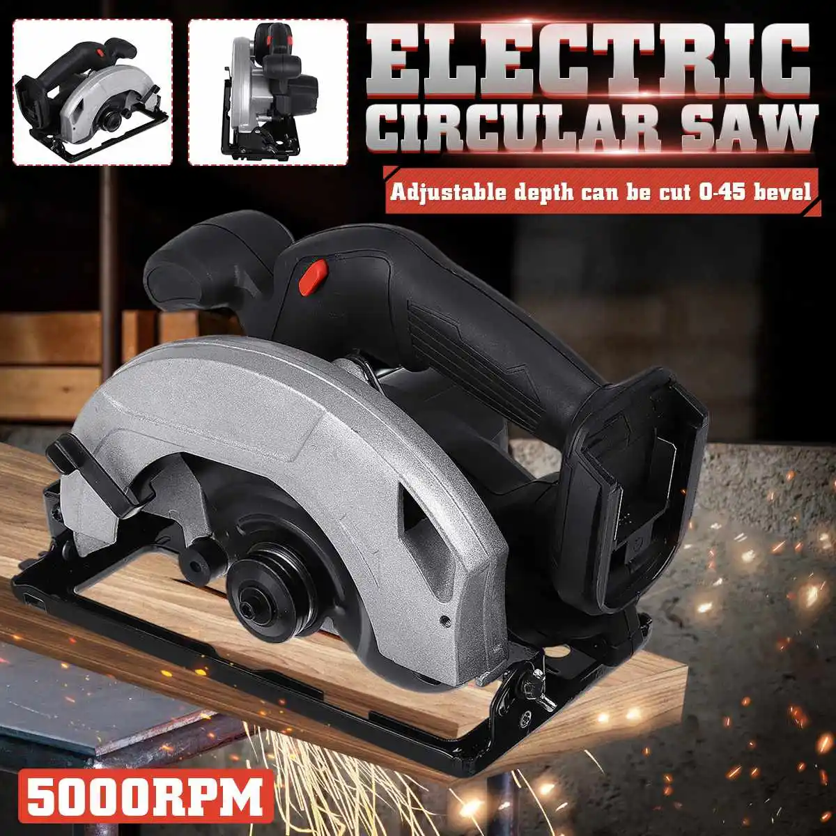 

Drillpro 18V Cordless Electric Circular Saw 5000RPM 190mm Dust Passage Woodworking Cutting Machine Tools for Makita 18V Battery
