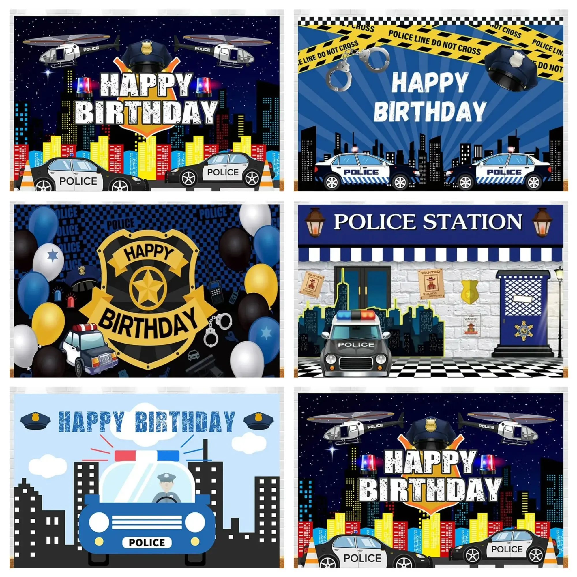 Policeman gun theme Baby Baby Adult birthday party child portrait photography background decoration supplies