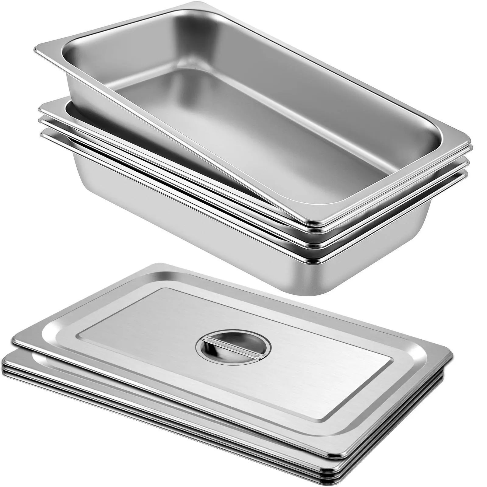 

VEVOR 4 Pack Steam Table Pans 20.9 x 12.8 x 3.9 Inch Deep Steam Table Pan Full Size 13L Deep Food Container Stainless Steel