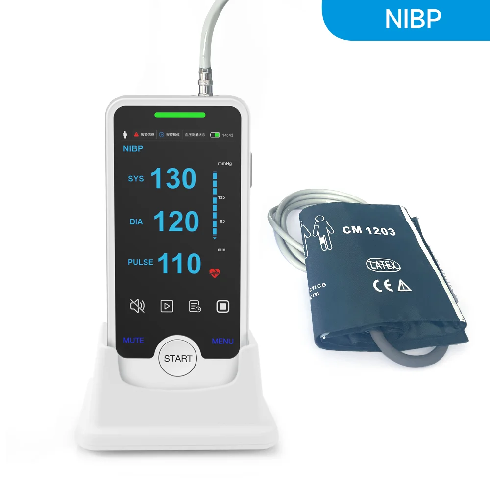 מסך מגע 24 שעות אמבולטורי לחץ דם oximeter 2 pr nibp פרמטרים מרובים סימנים חיוניים החולה צג החולה