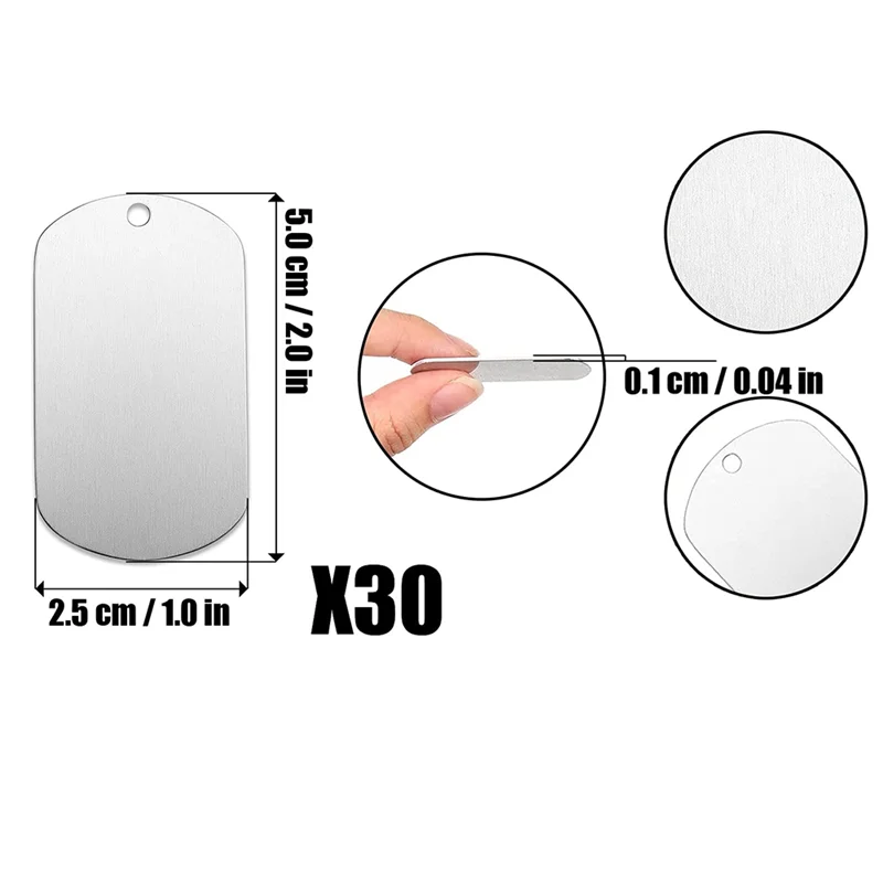 DHDL 30PCS 2X1inch 스탬핑 빈 개 금속 태그 스탬핑 태그 펜던트 체인 목걸이, DIY 태그와 방패 모양