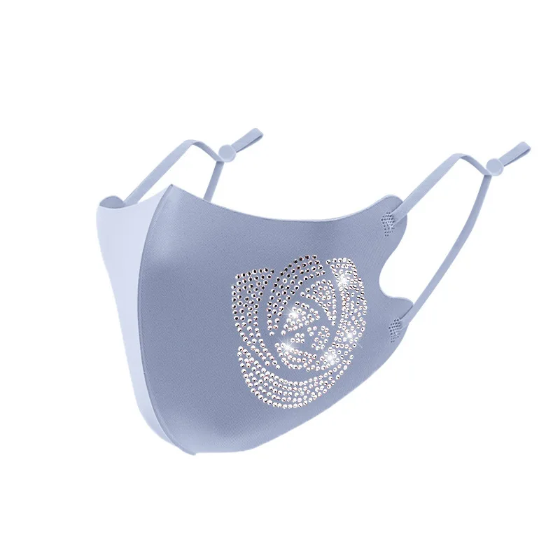 Ice Silk Rhinestone Cloth Masks Washable Rhinestone Flash Drill Summer Adult Dustproof Sunscreen Breathable Mask face mask disposable face mask cotton face mask