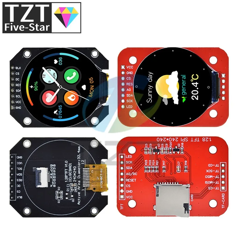 Écran TFT Circulaire 1.28 GC9A01 - Affichage IPS 240x240 Pour Arduino - Module LCD SPI