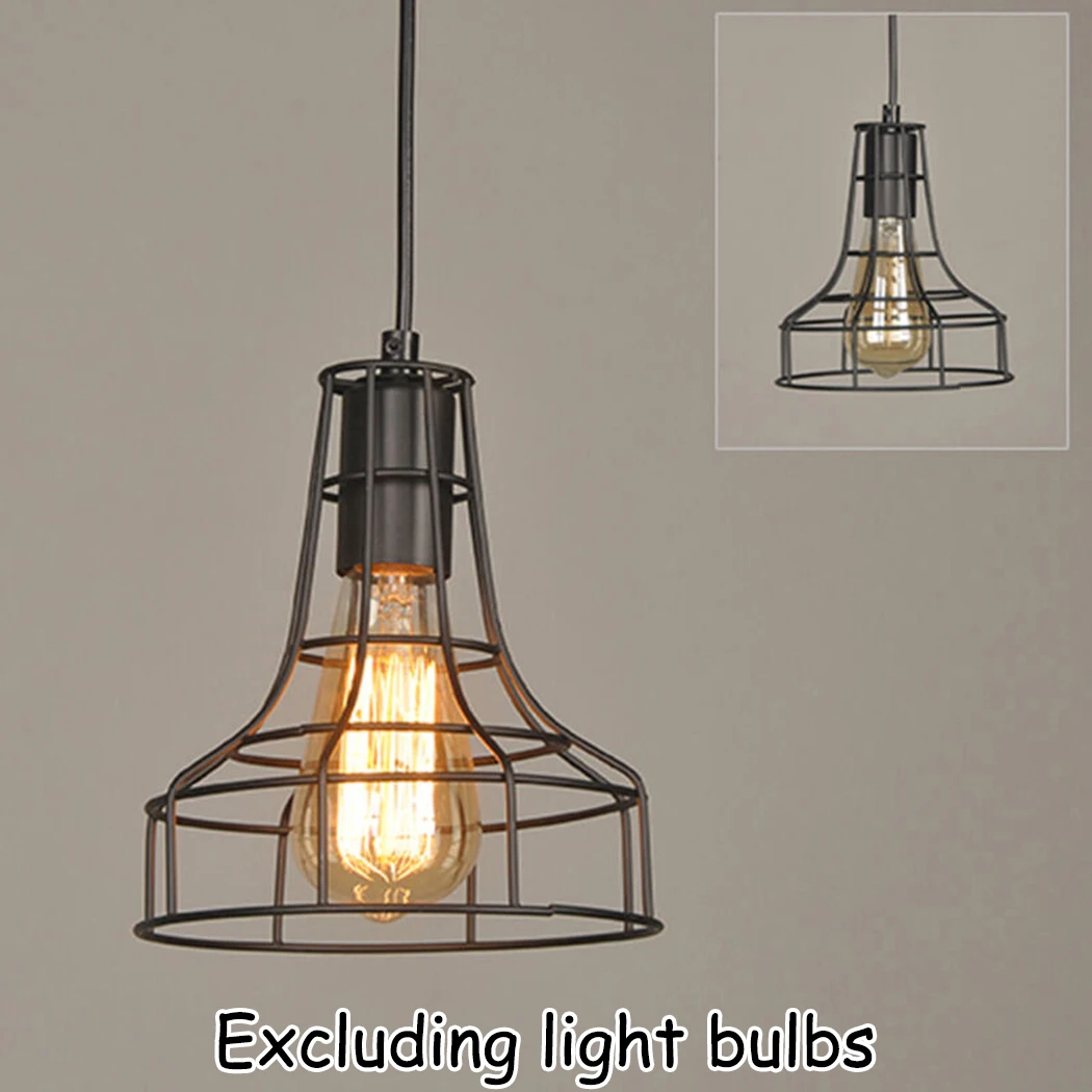 

1 Pcs Lampshade AC110-220 V 40 W E27 Thread Excluding Light Bulbs+wire Black Industrial Iron Pendant Cage Lighting Fixtures