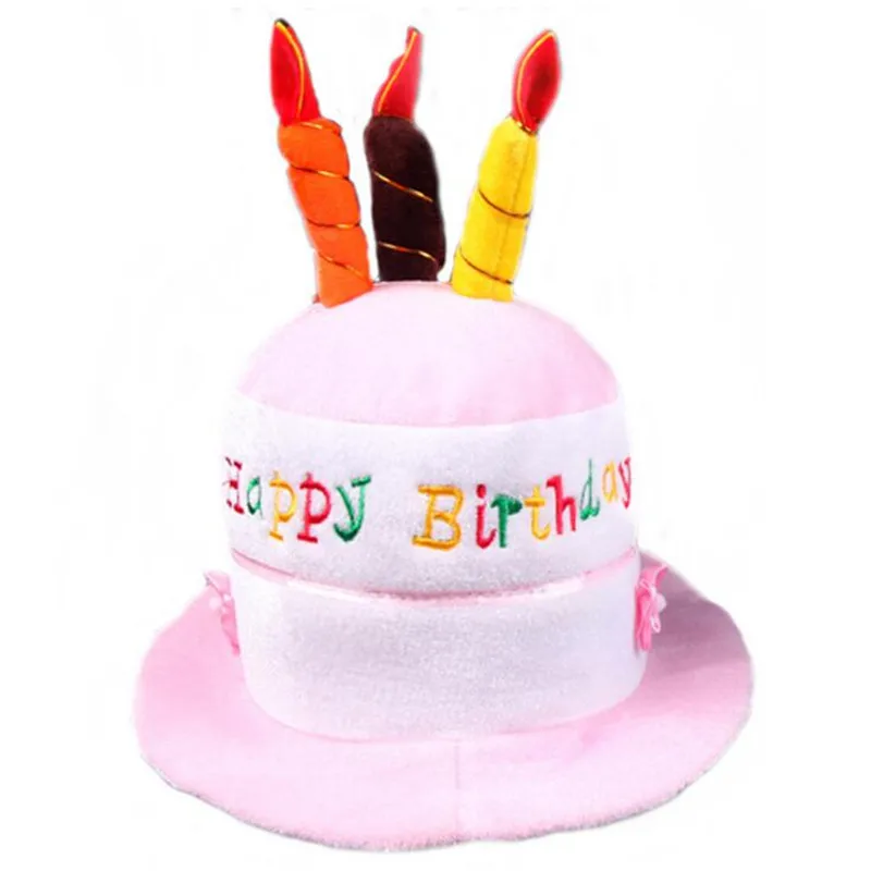 Children Adult Candles Cap Happy Birthday Party Hat Headwear Dress Up Gift Hair Wear Crown Cosplay Pink Blue Wedding Festival