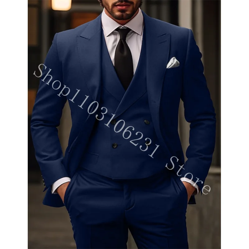 New Arrival Designs Chinese Red Men Suits Gentlemen Tuxedos Prom Blazer Custom 3 Pieces Suits Jacket+vest+Pants Costume Homme