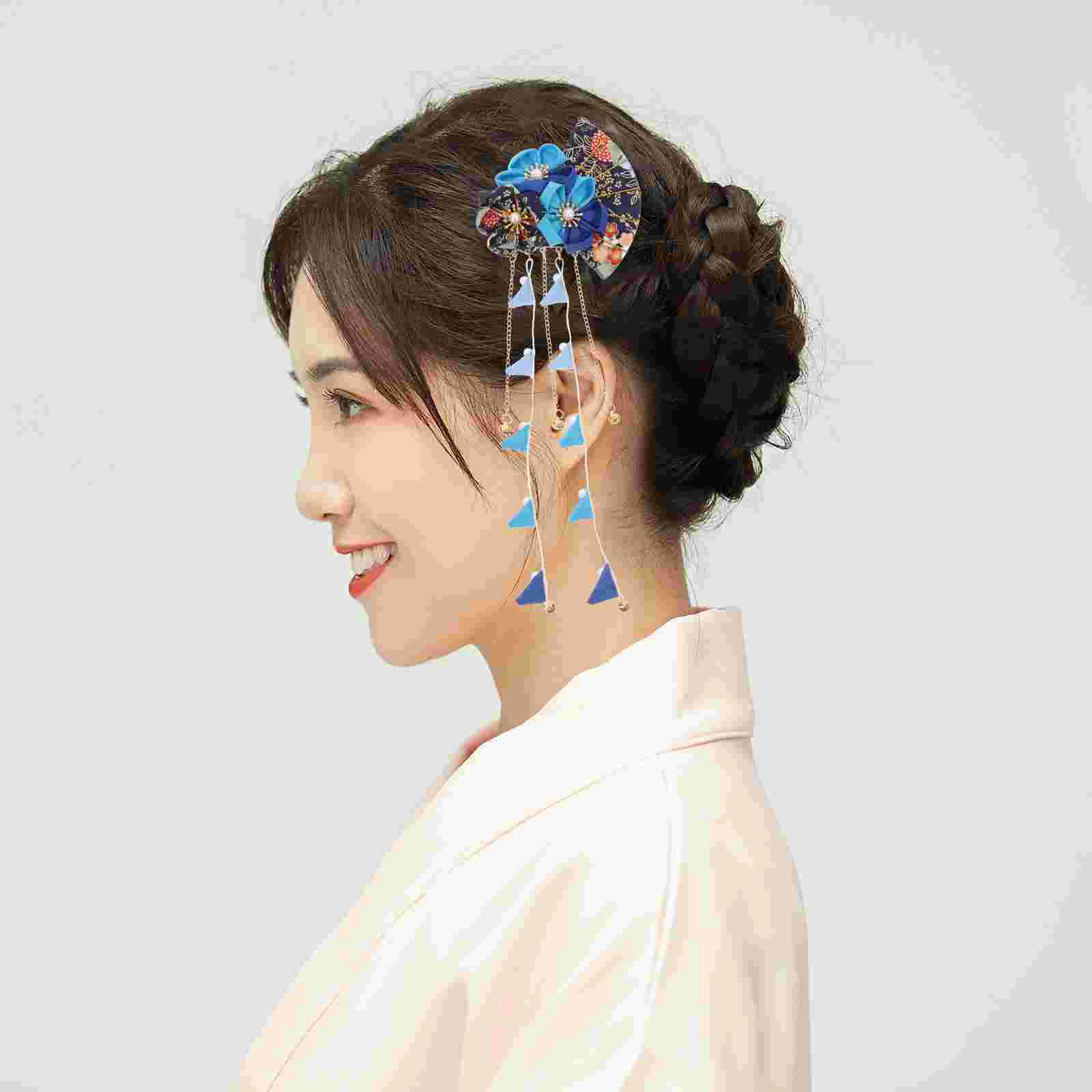 Manual Women's Bridal Hair Accessories Tassel Bride Hairpins Kimono Clip Flower 6