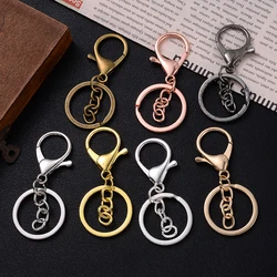 5Pcs Key Ring Popular Classic Metal Plated Lobster Clasp Rotating Key Hook with Chain Jewelry Making Components for Keychain
