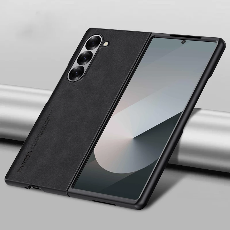 Luxurious Matte PU Leather Foldable Phone Case Back Cover