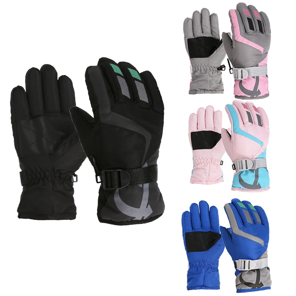 Winter Snow Warm Gloves for Children Aged 3-7 Years Thicken Warm Skiing Mittens Kids Boys Girls Ski Snowboard Windproof Gloves