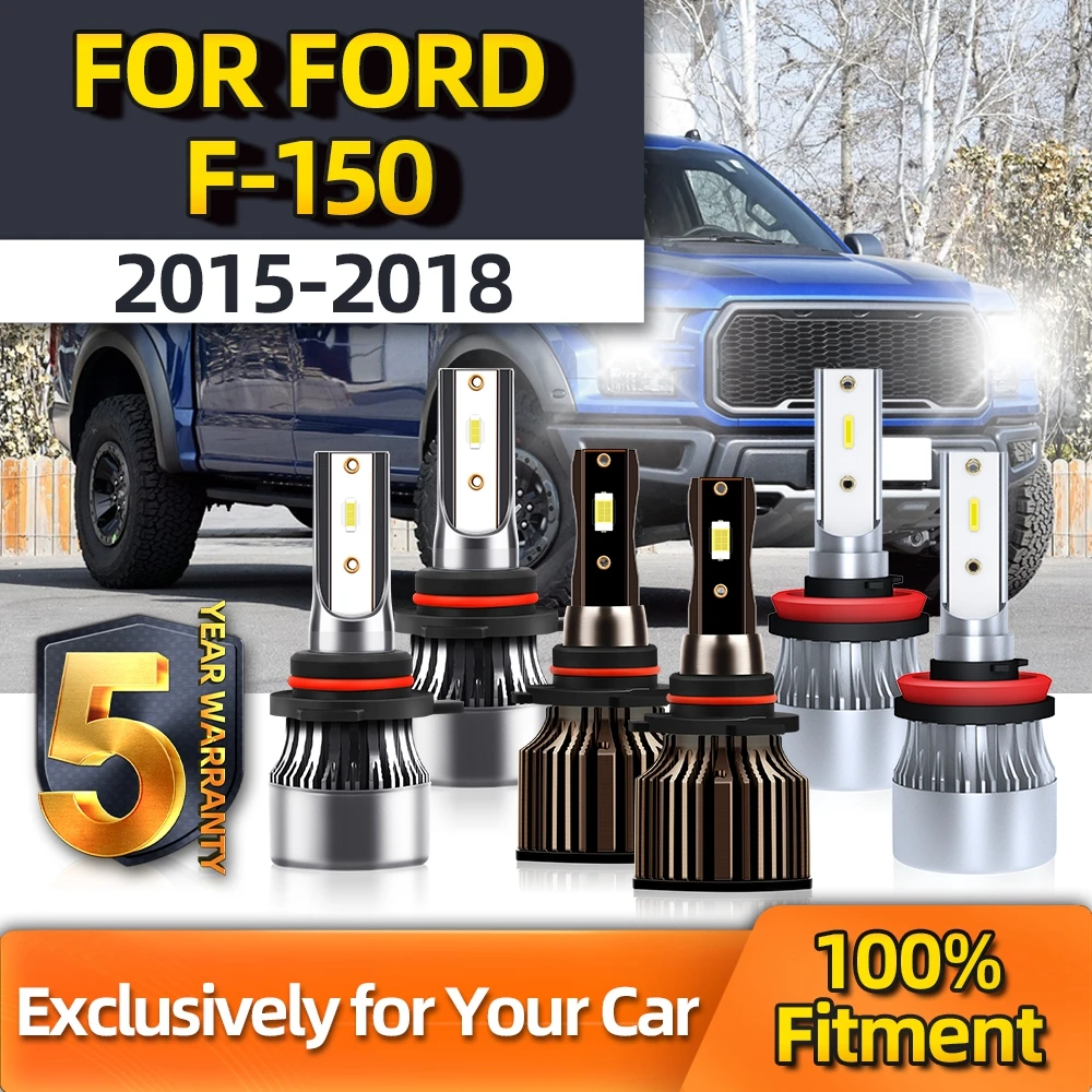 

TEENRAM 6X LED Headlight 9005 High H11 Low Fog Lamp 9140 6000K White 2000LM CSP Led For Ford F-150 2015 2016 2017 2018