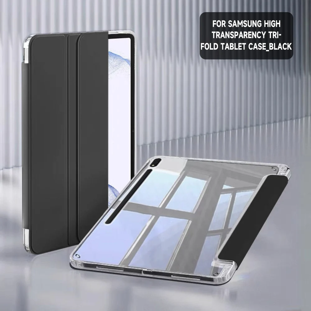 Tri-Fold Clear Case with PU Stand Cover