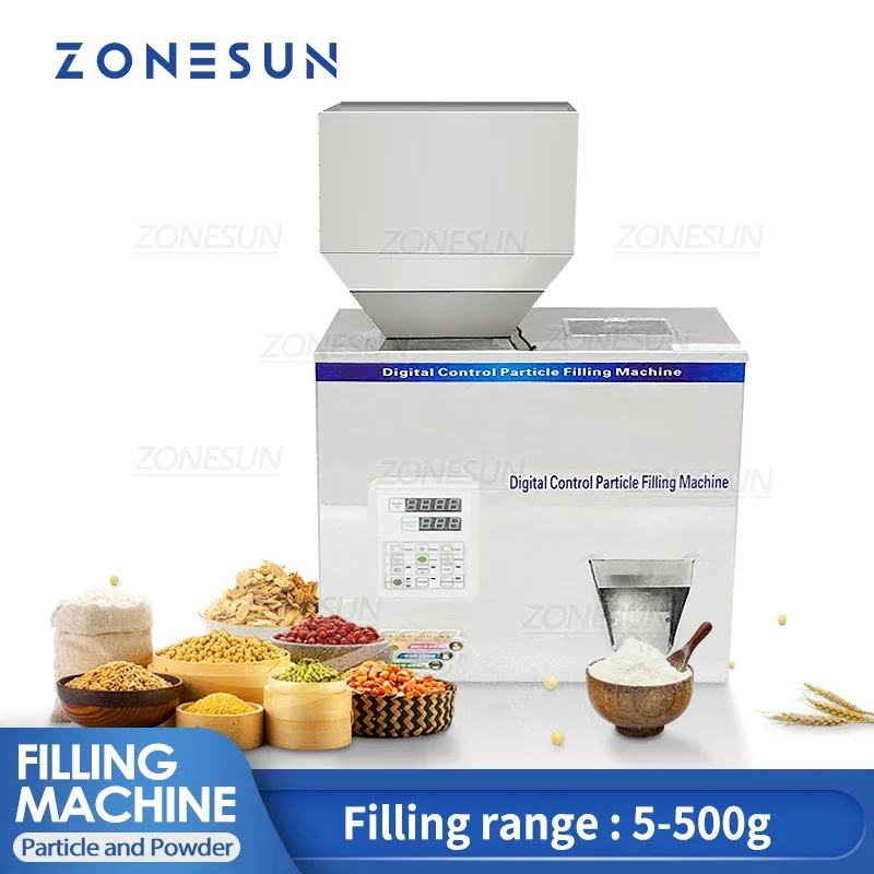 

ZONESUN 5-500G Intelligent Powder Food Filler Grain Cereals Sachet Bag Racking Weighing Filling Machine