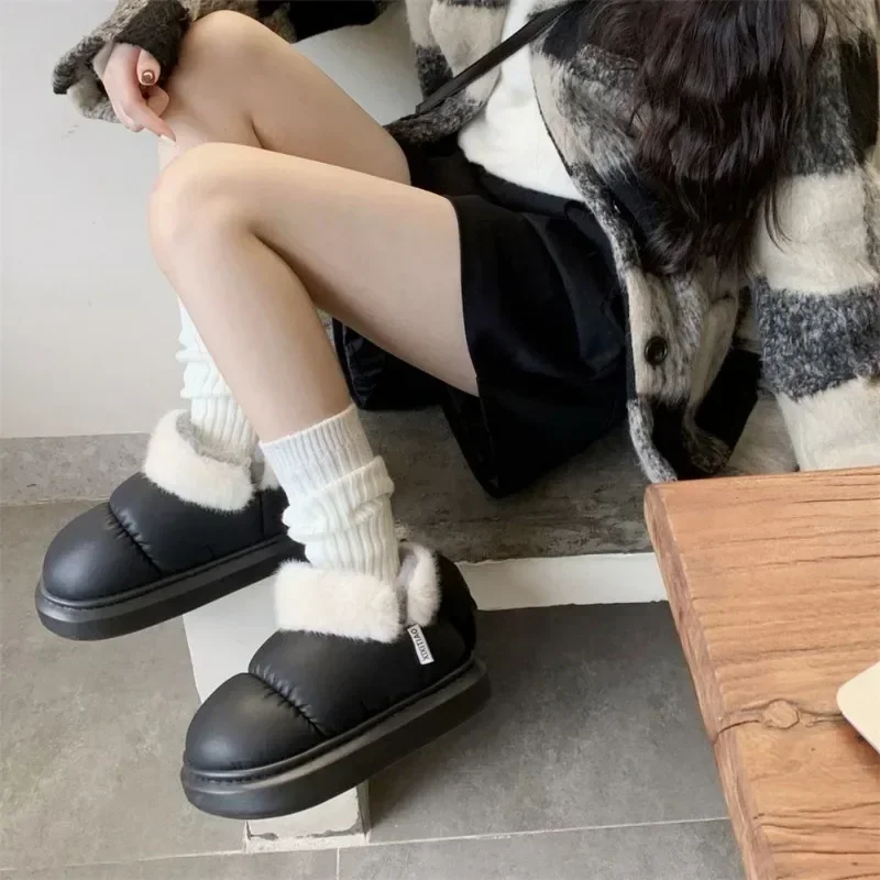 Winter short boots cute bow warm padded snow boots men and women creative new waterproof down outdoor snow season