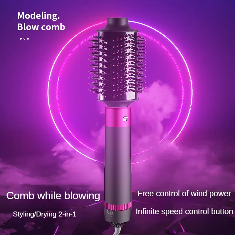 5 in 1 Negative Ion Hot Air Brush Kit Hair Dryer 5 Detachable Brush Heads Straightening and Curling Styling