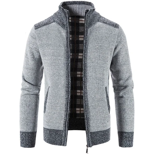 Autumn Winter Men's Plush Thick Sweater Loose Casual Cardigan Sweater Jacket 1