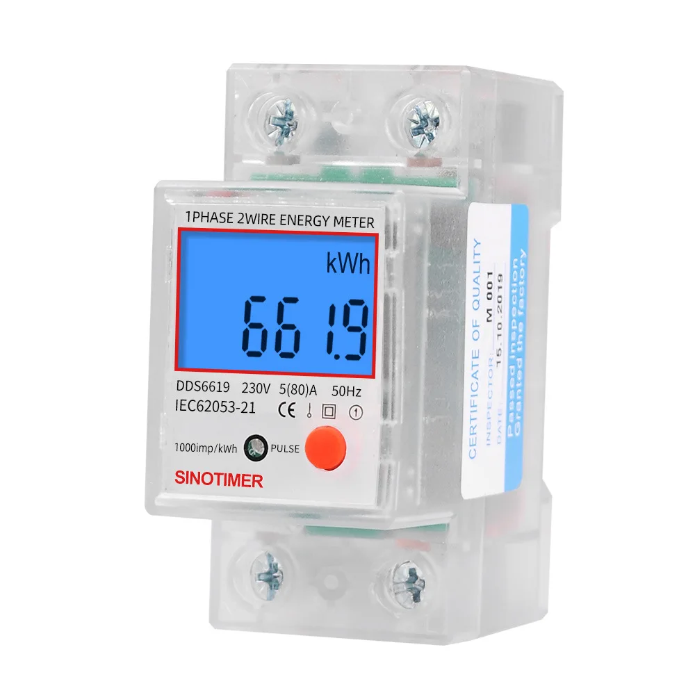 

DDS6619-013 AC 230V 80A 2P LCD Digital Display Single Phase Energy Meter Kwh Power Consumption Meter Wattmeter with Backlight