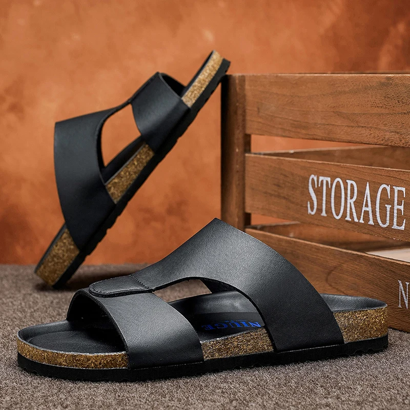 Men's Summer Cork Clogs, Anti-slip Casual Outdoor Slides_voghion.com