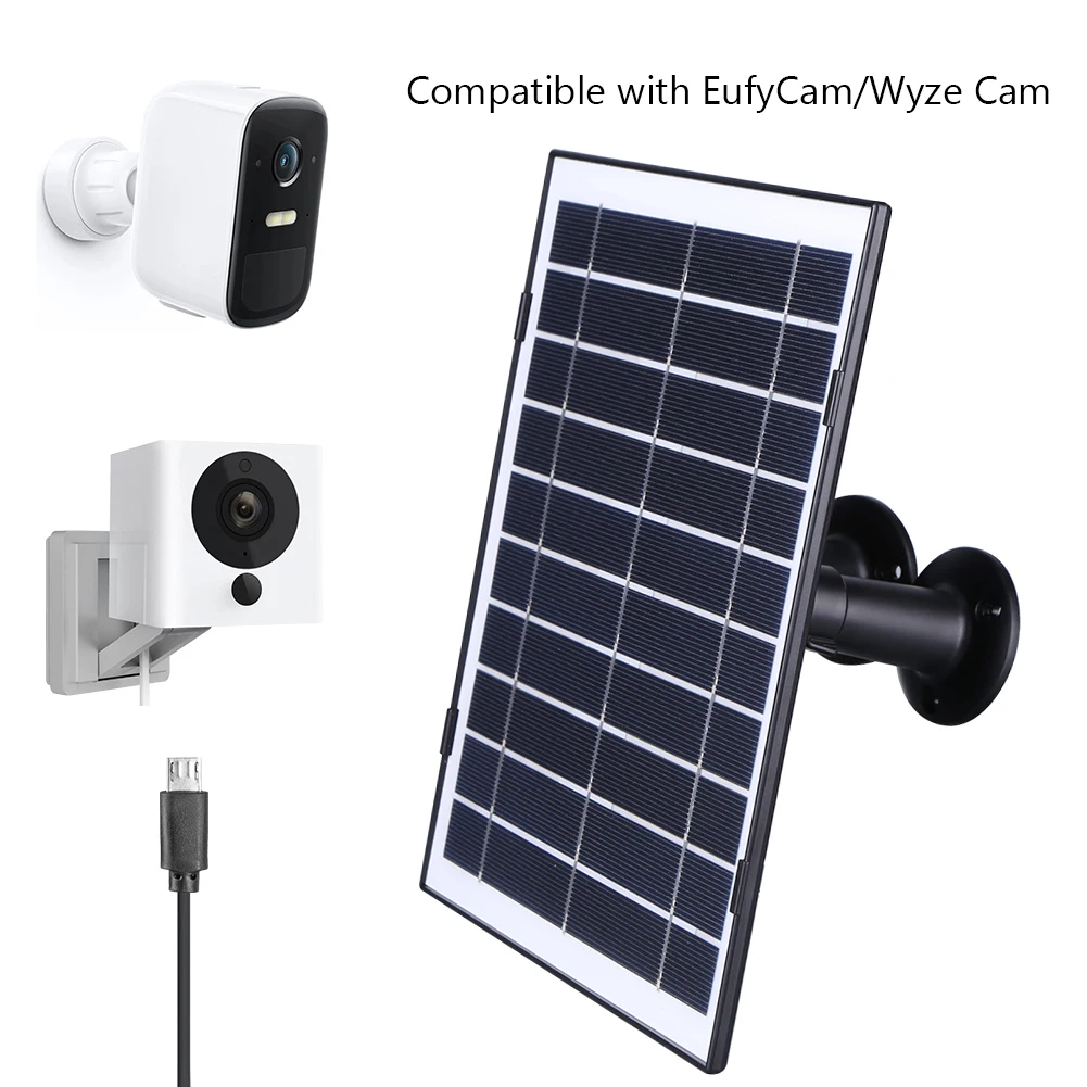 태양열 충전기 마이크로 USB, USB-C, DC5521 태양 전지 패널 키트, IP65 방수, 9.8Ft 충전 케이블, EufyCam, Wyze Cam과 호환 가능, 30W