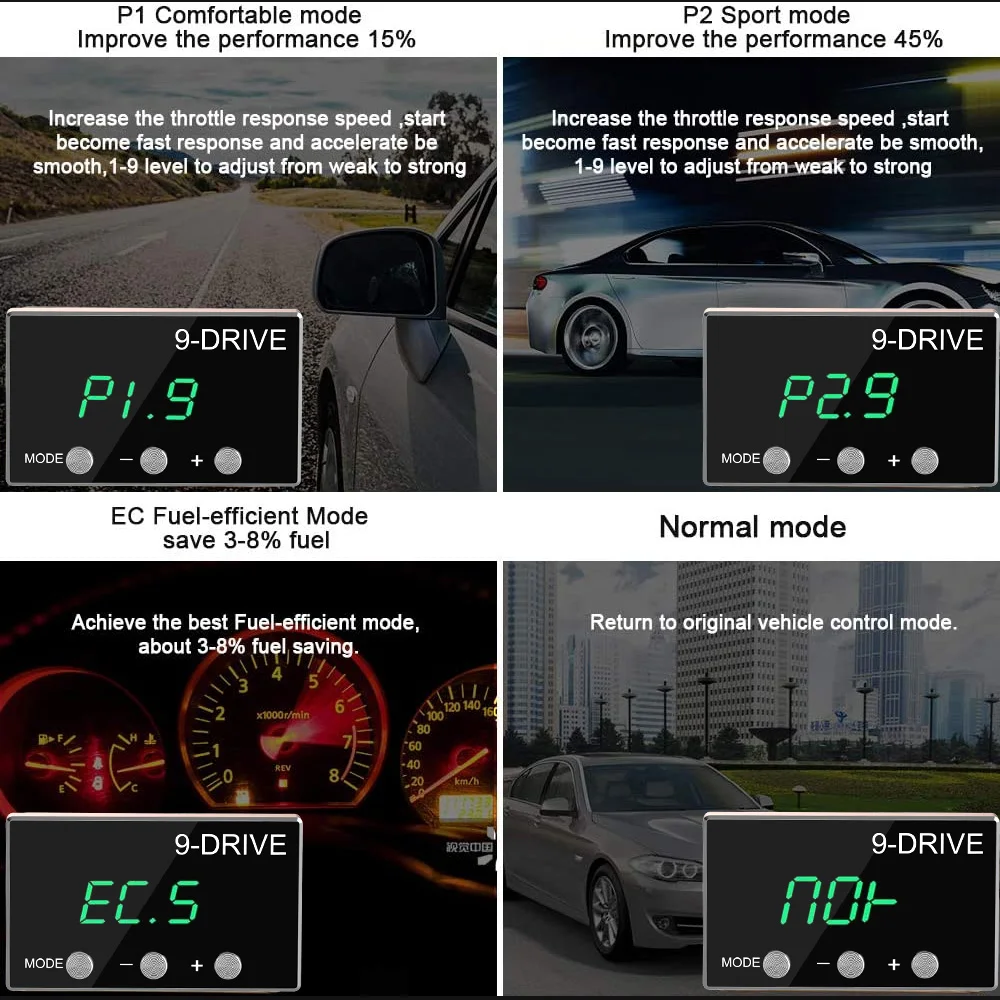 Racing Accelerator Potent Booster 9 Drive 5 Modes Throttle Response Controller Tuning Parts Accessory Plug Play throttle controller