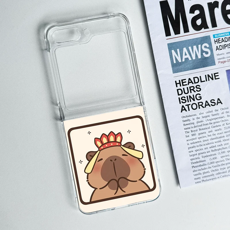 Cute Cartoon Capybara Clear Phone Case - Folding Cover Shell s