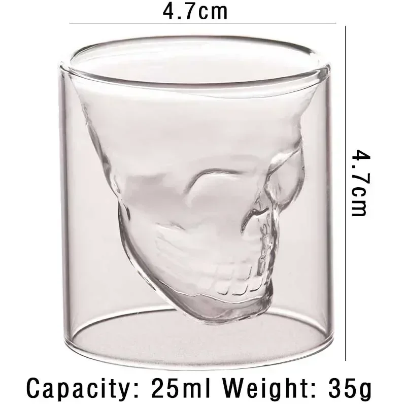 25ml Wine Cup Glasses Cocktail Whisky Barware Beer Drinkware Drinking Coffee Mugs Double Bottom Mug