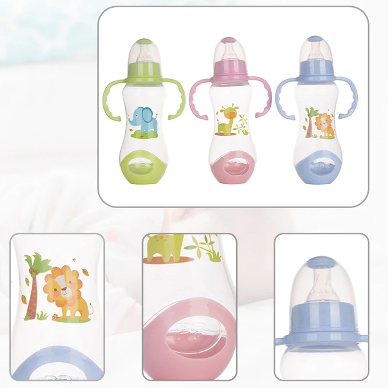 Feeding Bottle 240mL Baby Gourd-shaped Feeding Bottle with Handles Safe Nursing