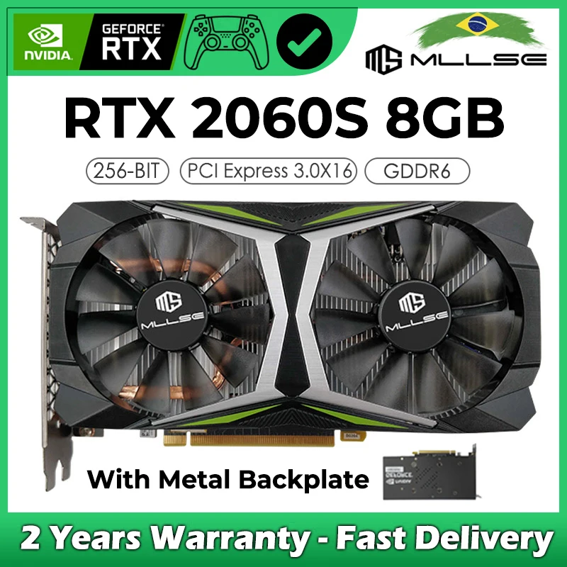 100% Novo Scheda Grafica Mllse Rtx 2060 Super 8Gb Gddr6 256Bit Pcie 3.0 Nvidia Geforce Rx2060 8G Scheda Video Di Gioco Placa De Video