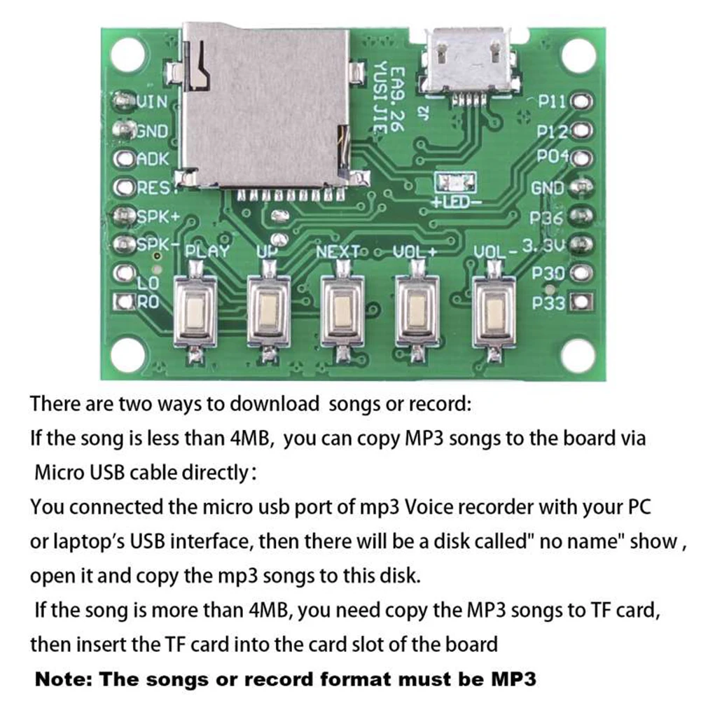 MP3 Music Voice Playback Kit Sound Recording Module PIR Infrared Sensor Support USB Download TF Card DIY Shop Welcomer sound module player