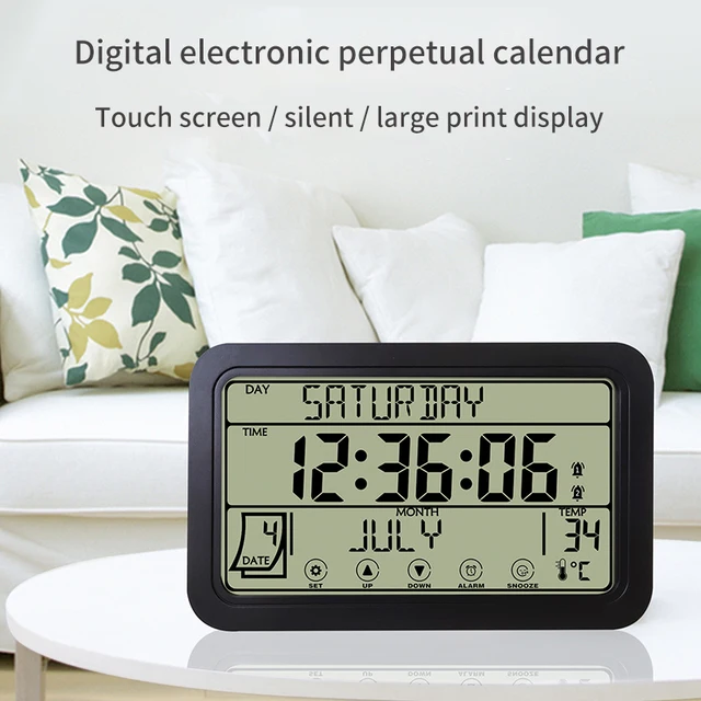 Réveil Numérique LED Magnétique avec Écran LCD, Horloge de Table avec Affichage de la Date, de la Température et de l'Humidité 1