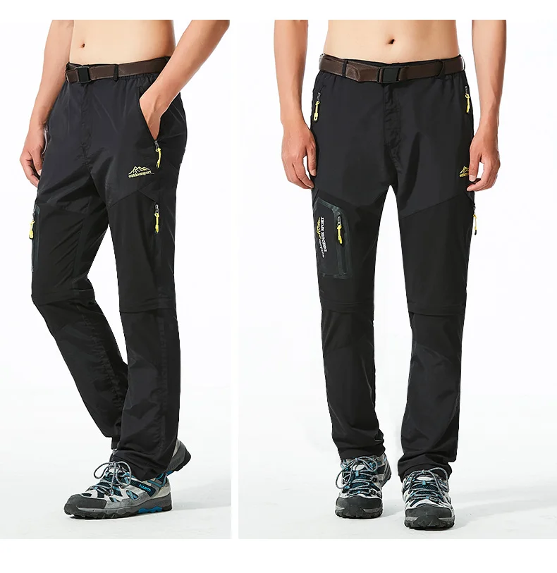 Men's Convertible Hiking Pants with Cargo Pockets and Detachable Legs