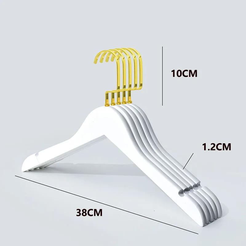 10Pcs 단단한 나무 옷 걸이 옷장 주최자 정장 옷걸이 바지 건조 랙, 골드 후크 옷장 보관