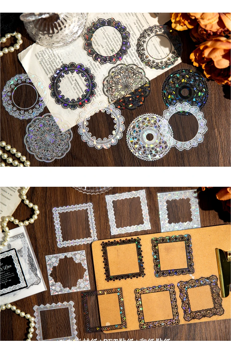 Yoofun 10 teile/los Schmetterling Rahmen Spitze Aufkleber niedlichen Dekor Collage Junk Journal DIY Scrap booking kreative Handwerk Aufkleber – Detail 5
