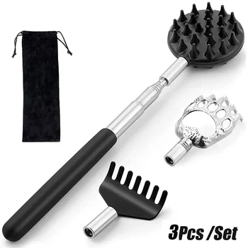 3Pcs/Set Back Scratcher Telescopic Scratching Back Scratcher Massager Kit Scraper Extendable Telescoping Itch Massage Relaxation 1