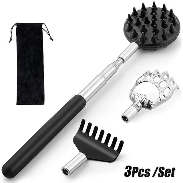 3Pcs/Set Back Scratcher Telescopic Scratching Back Scratcher Massager Kit Scraper Extendable Telescoping Itch Massage Relaxation 1