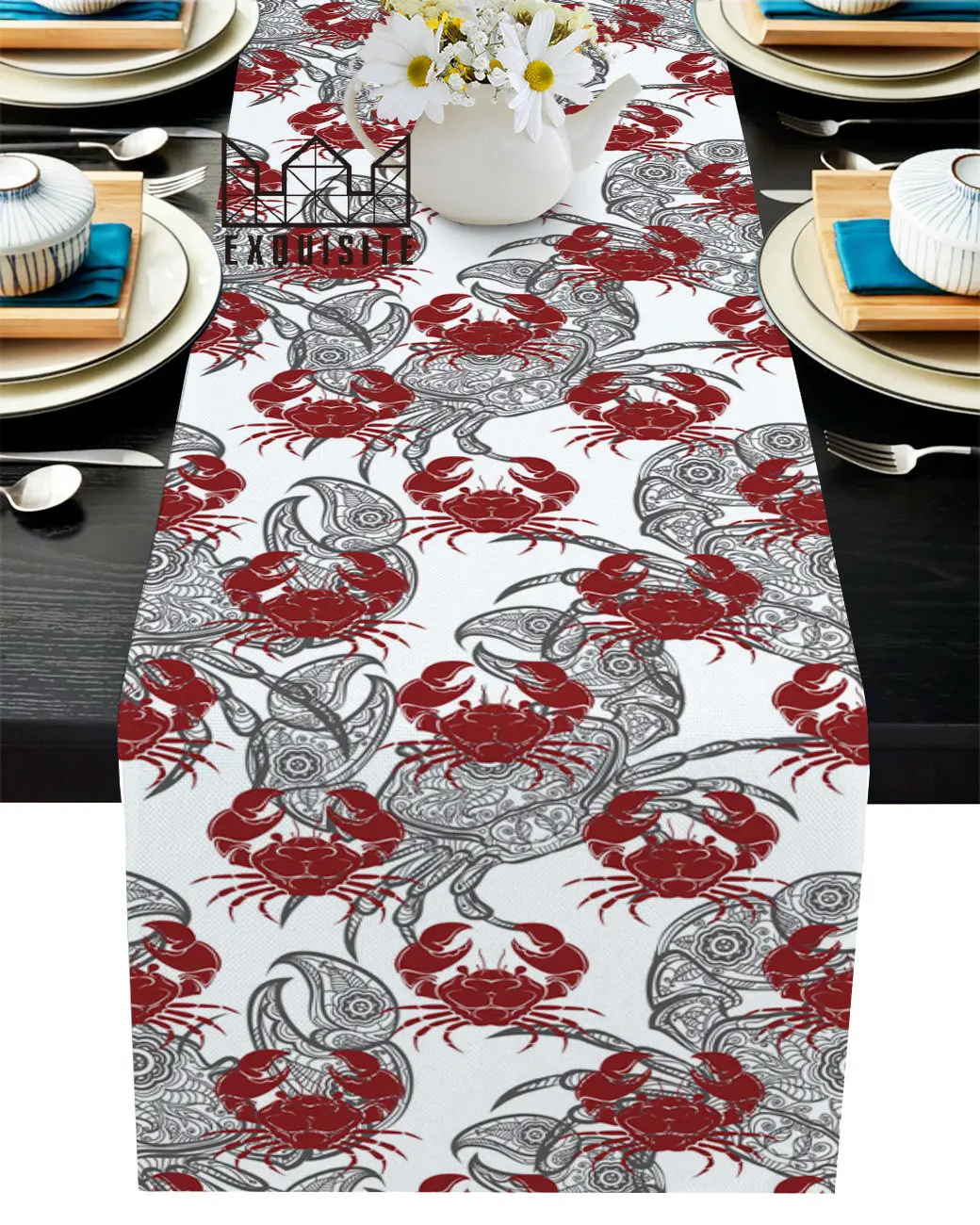 

Crab Gourmet Illustration Table Runner Decoration Home Decor Dinner Table Decoration Table Decor