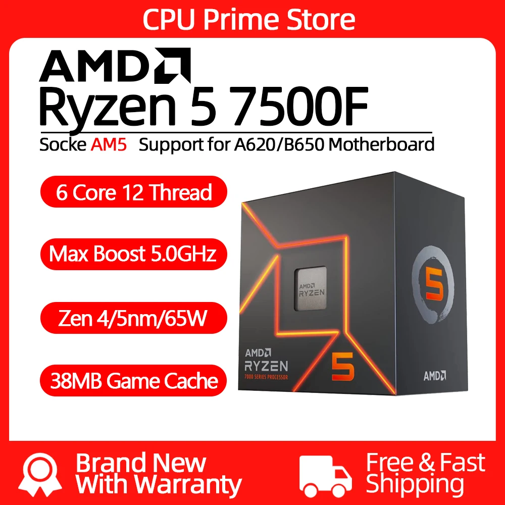 AMD Ryzen 5 7500F Box Version Processor Kit Ryzen 6 Core 12 Thread 5.0Ghz  Zen4 5nm 65W AM5 PC Gamer Processador Ryzen 7500F - AliExpress